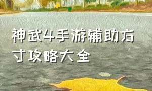 神武4手游辅助方寸攻略大全（神武4手游辅助方寸攻略大全最新）