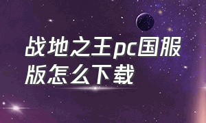 战地之王pc国服版怎么下载