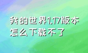 我的世界1.17版本怎么下载不了（我的世界1.17下载不了怎么办）