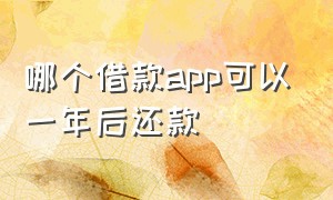 哪个借款app可以一年后还款