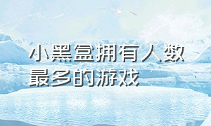 小黑盒拥有人数最多的游戏