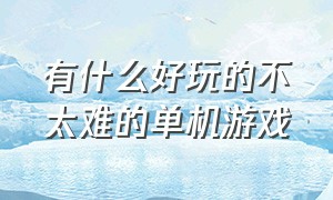 有什么好玩的不太难的单机游戏