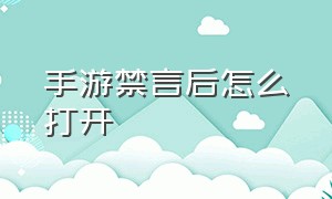 手游禁言后怎么打开（手游禁言了怎么解除）