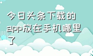 今日头条下载的app放在手机哪里了