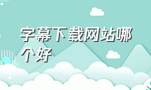 字幕下载网站哪个好