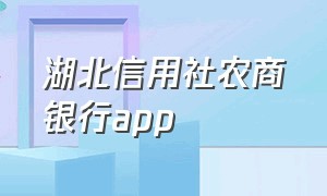 湖北信用社农商银行app（湖北农商银行手机app下载官网）