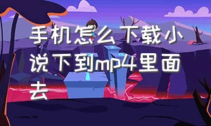 手机怎么下载小说下到mp4里面去