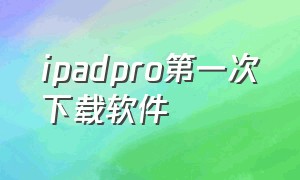 ipadpro第一次下载软件（ipad第一次下载app为啥下载不了）