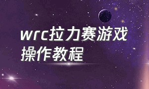 wrc拉力赛游戏操作教程