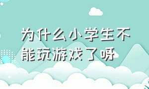 为什么小学生不能玩游戏了呀（小学生为什么不能在手机上玩游戏）