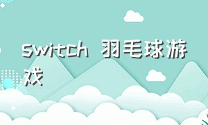 switch 羽毛球游戏