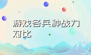 游戏各兵种战力对比（游戏兵种介绍大全图解）