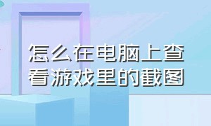 怎么在电脑上查看游戏里的截图