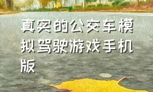 真实的公交车模拟驾驶游戏手机版