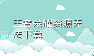 王者荣耀资源无法下载