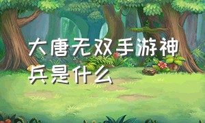 大唐无双手游神兵是什么（大唐无双手游官网）