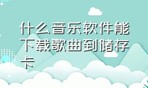 什么音乐软件能下载歌曲到储存卡