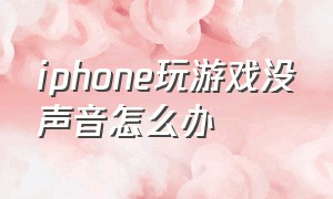 iphone玩游戏没声音怎么办