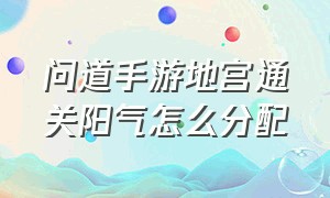 问道手游地宫通关阳气怎么分配