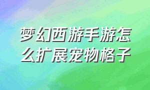 梦幻西游手游怎么扩展宠物格子