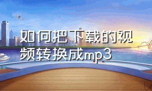 如何把下载的视频转换成mp3