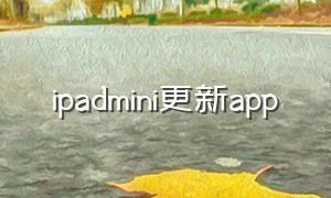 ipadmini更新app（ipadmini为什么不能下载更新）