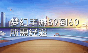 梦幻手游59到60所需经验