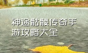 神途骷髅传奇手游攻略大全（骷髅传奇手游最强开荒指南）