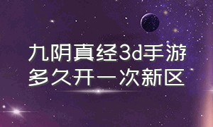 九阴真经3d手游多久开一次新区