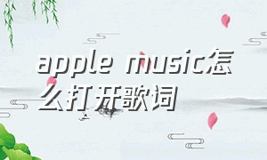 apple music怎么打开歌词
