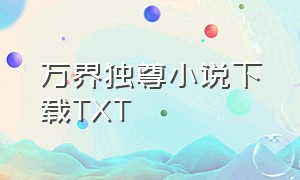 万界独尊小说下载TXT