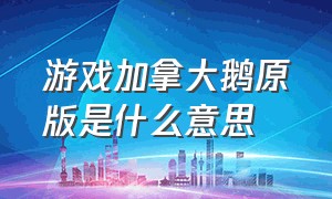 游戏加拿大鹅原版是什么意思