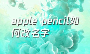 apple pencil如何改名字（apple pencil 怎么改名字）