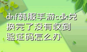 dnf韩服手游cdk兑换完了没有收到验证码怎么办