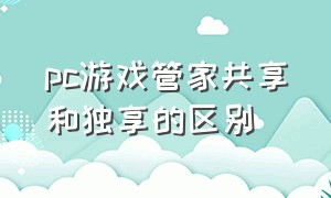 pc游戏管家共享和独享的区别