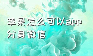 苹果怎么可以app分身微信（苹果手机分身微信最简单的操作）