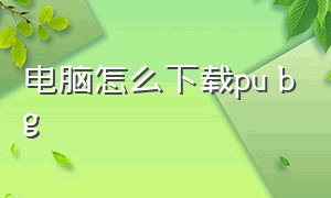 电脑怎么下载pu bg