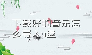 下载好的音乐怎么导入u盘