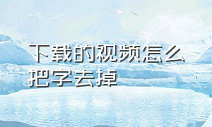 下载的视频怎么把字去掉（如何把下载的视频中的字去掉）