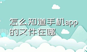 怎么知道手机app的文件在哪（手机怎么查看app储存路径）