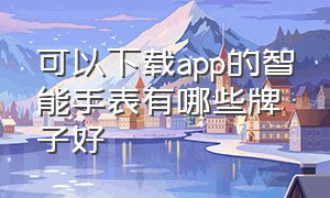 可以下载app的智能手表有哪些牌子好