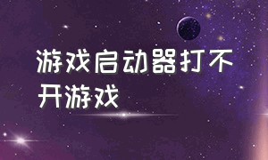 游戏启动器打不开游戏