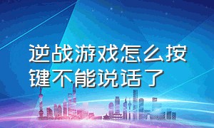 逆战游戏怎么按键不能说话了