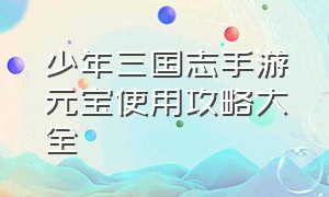 少年三国志手游元宝使用攻略大全