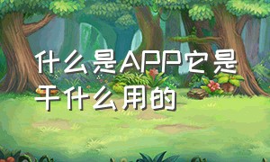 什么是APP它是干什么用的