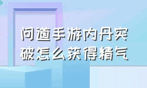 问道手游内丹突破怎么获得精气