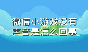 微信小游戏没有声音是怎么回事