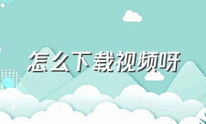 怎么下载视频呀