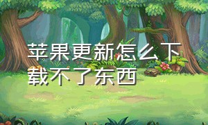 苹果更新怎么下载不了东西