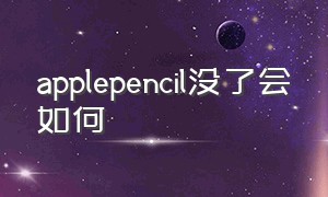 applepencil没了会如何（applepencil丢了怎么办）